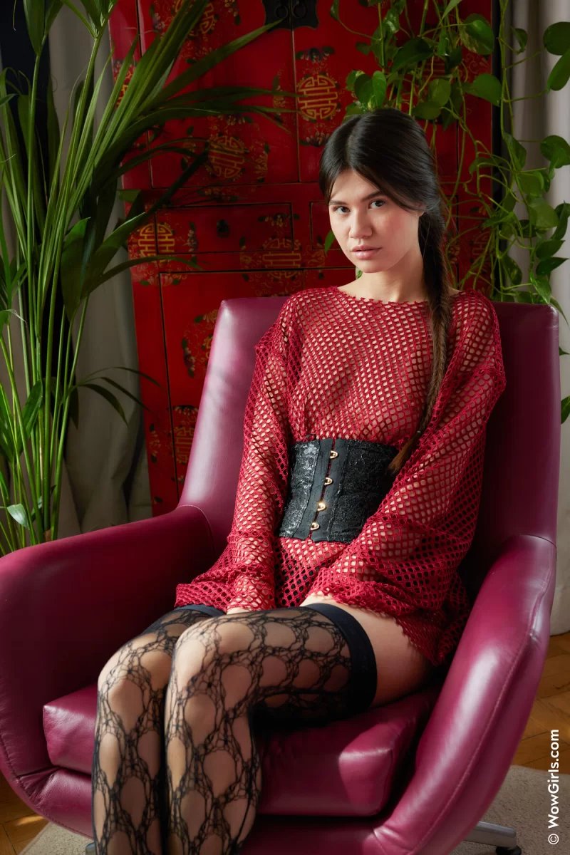 Nice brunette in stockings